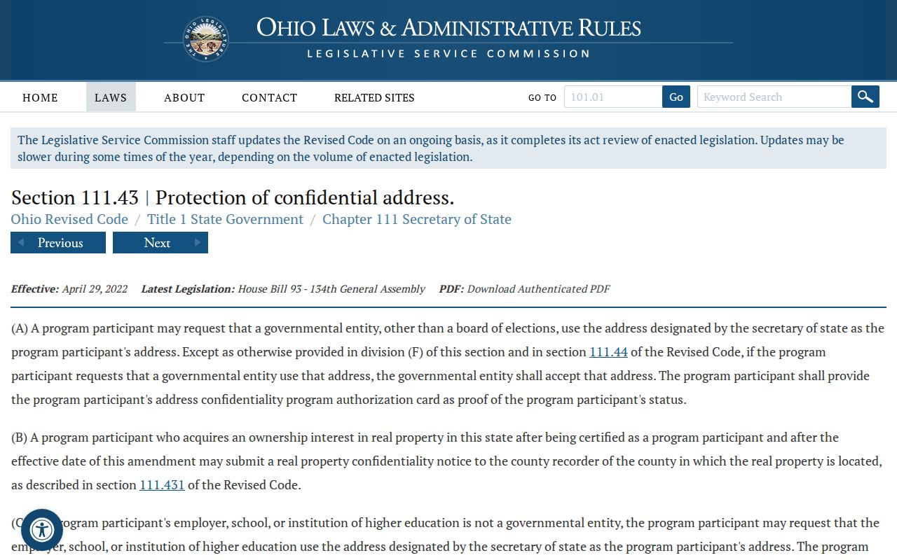 Cleveland Heights neighbors Ohio Safe at Home property protection statute