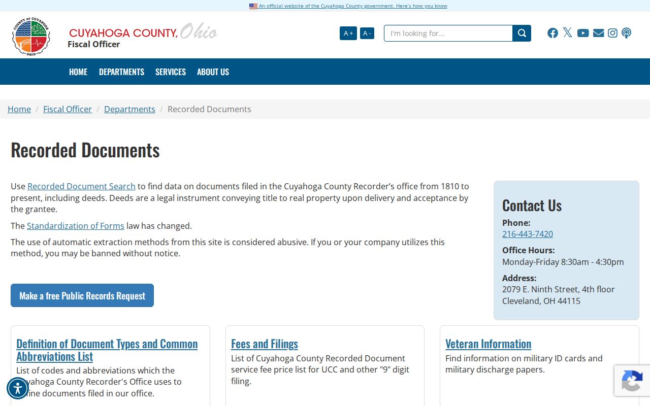 Cleveland Heights previous residents Cuyahoga County recorded documents overview