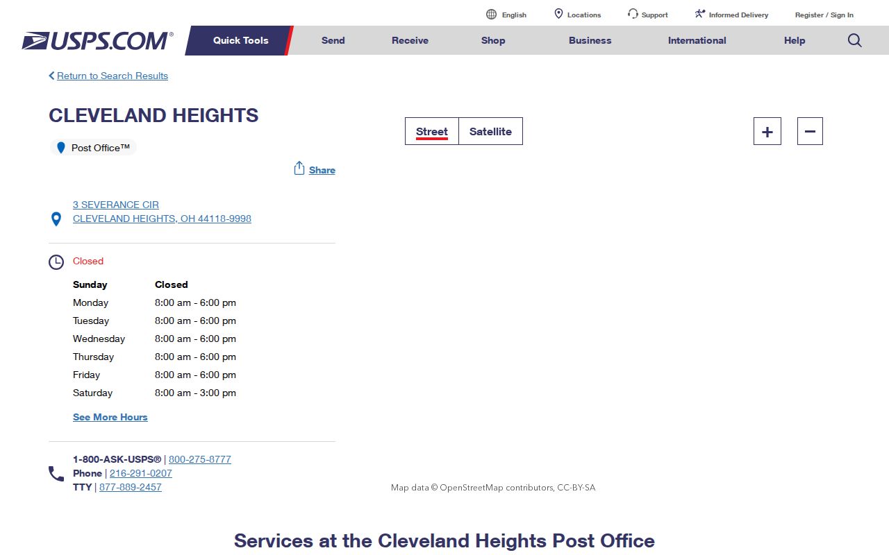 Cleveland Heights ZIP code Post Office location record